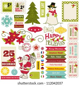 Vintage Christmas icons and decoration elements set.