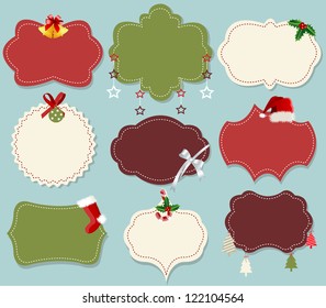 vintage christmas label banner set