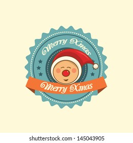 Vintage christmas label with a cute pixie