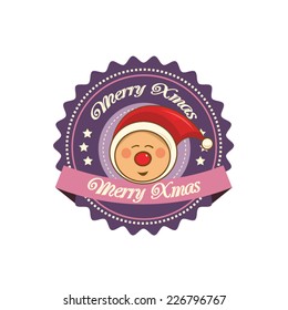 Vintage christmas label with a cute pixie