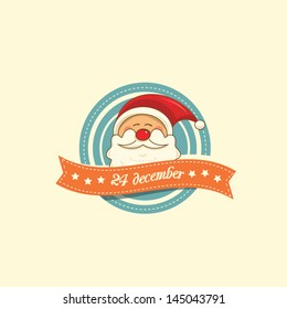 Vintage christmas label with Santa Claus