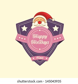 Vintage christmas label with Santa Claus