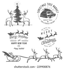 Vintage Christmas labels, badges and design elements