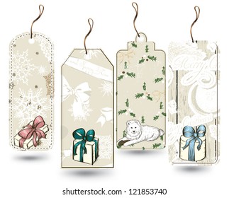 Vintage Christmas labels. Vector illustration EPS10
