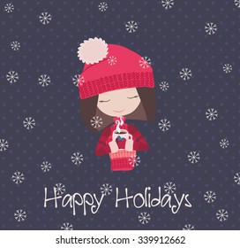 Vintage Christmas and New Year card. Christmas vector illustration