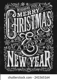 Vintage Christmas and New Year Chalkboard Typography Lockup 