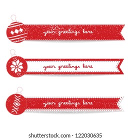 Vintage Christmas and New Year Ribbon' Banners Set