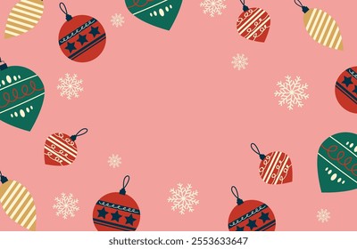 Vintage Christmas Ornament Patterns Background  Card, Trendy vector illustration with Christmas decorative elements Perfect for Greeting Card, invitations, social media, and festive designs.