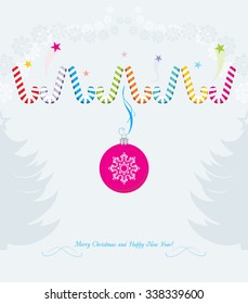 Vintage Christmas postcard. Vector
