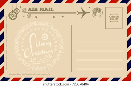 Vintage Christmas Postcard. Vector illustration.