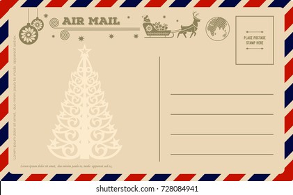 Vintage Christmas Postcard. Vector Illustration.