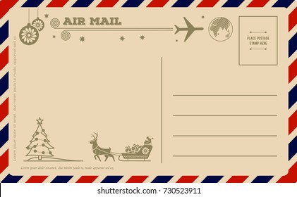 Vintage Christmas Postcard. Vector illustration.