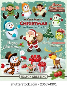 Vintage Christmas poster design Christmas design element