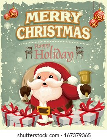 Vintage Christmas poster design with Santa Claus