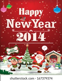 Vintage Christmas poster design with Santa Claus