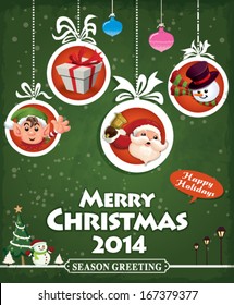 Vintage Christmas poster design with Santa Claus
