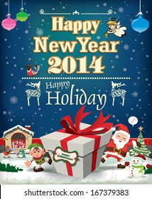 Vintage Christmas poster design with Santa Claus