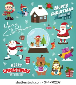 Vintage Christmas poster design with Santa Claus