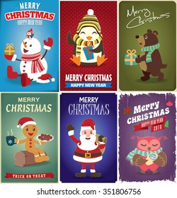 Vintage Christmas poster design set