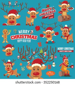 Vintage Christmas poster design set