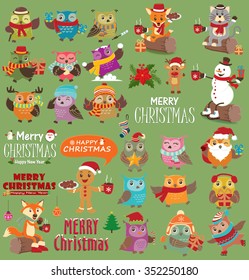 Vintage Christmas poster design set