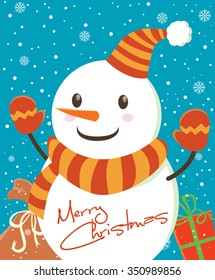 Vintage Christmas poster design with snowman