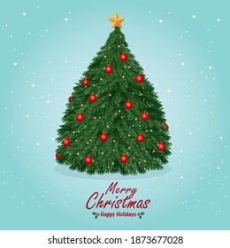 Vintage Christmas poster design with vector christmas tree.