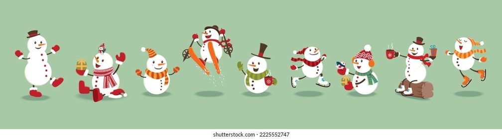 Vintage Christmas poster design with vector snowman.