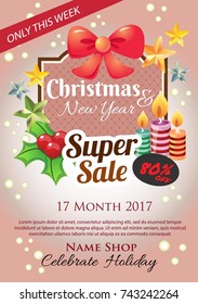 vintage christmas poster with ribbon