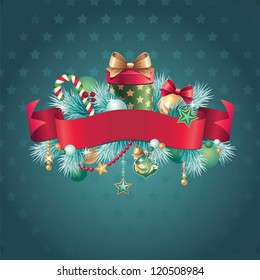 vintage Christmas ribbon banner