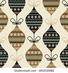 Vintage Christmas seamless pattern. Retro background, wallpaper, backdrop