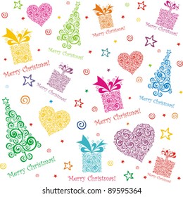 Vintage Christmas seamless pattern.  Vector Illustration