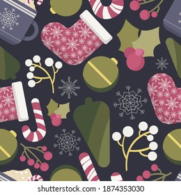 Vintage Christmas seamless vector pattern