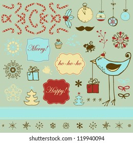 Vintage Christmas set with funny animals