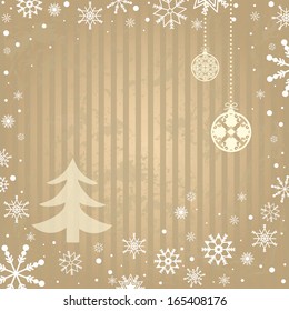 Vintage Christmas shiny background, Christmas decorations, snowflakes with frame. Vector illustration