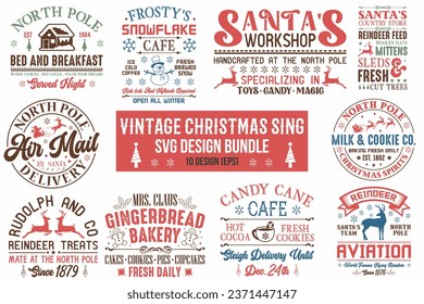 Vintage Christmas Sign SVG, Bundle
 svg