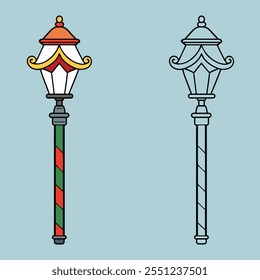 Vintage Christmas Street Lamps Adding a Festive Glow to Winter Nights