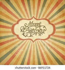 Vintage Christmas template, colored sun burst background.