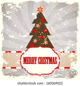 vintage christmas theme with abstract christmas tree, vector illustration, eps10 with transparency