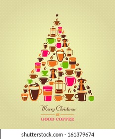 Vintage Christmas Tree Coffee Icons