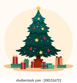 vintage christmas tree with gifts