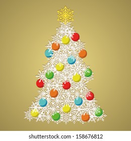 Vintage Christmas Tree, vector