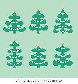 Vintage Christmas trees decorated. Creative and unusual Christmas tree shapes.