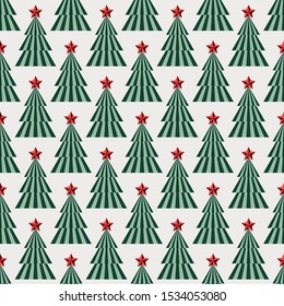 Vintage Christmas trees. Seamless vector illustration with abstract Christmas trees
