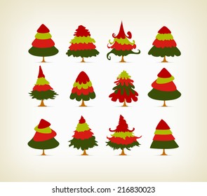 vintage christmas trees set