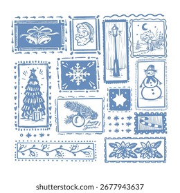 Vintage Natal padrão vetor marca selo festivo feriado retro ilustração de fundo design.