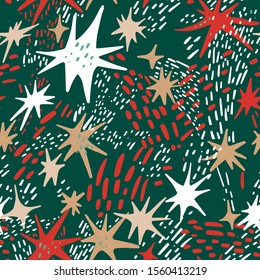 vintage christmas winter abstract simeless handrawn pattern. for backgrounds, cards, posters, textile, walls. handdravn vector objects