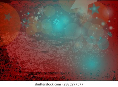 Vintage tarjeta de Navidad e invierno con elementos y colores rojo y turquesa