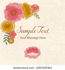 Vintage Chrysanthemum Flowers Vector Frame Background