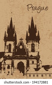 Vintage Church of Our Lady before Tyn in Prague card